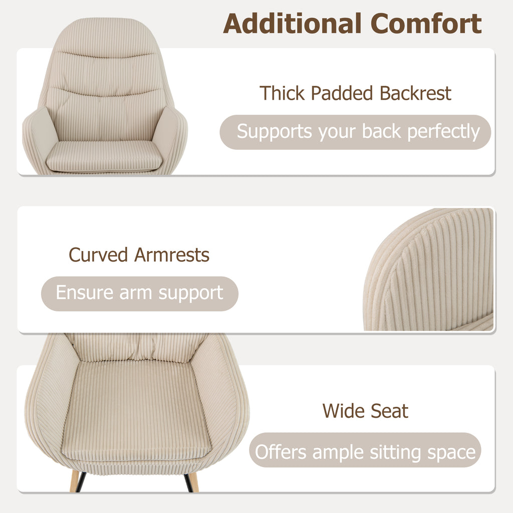Upholstered Nursery Glider Rocker with Padded Seat – Beige