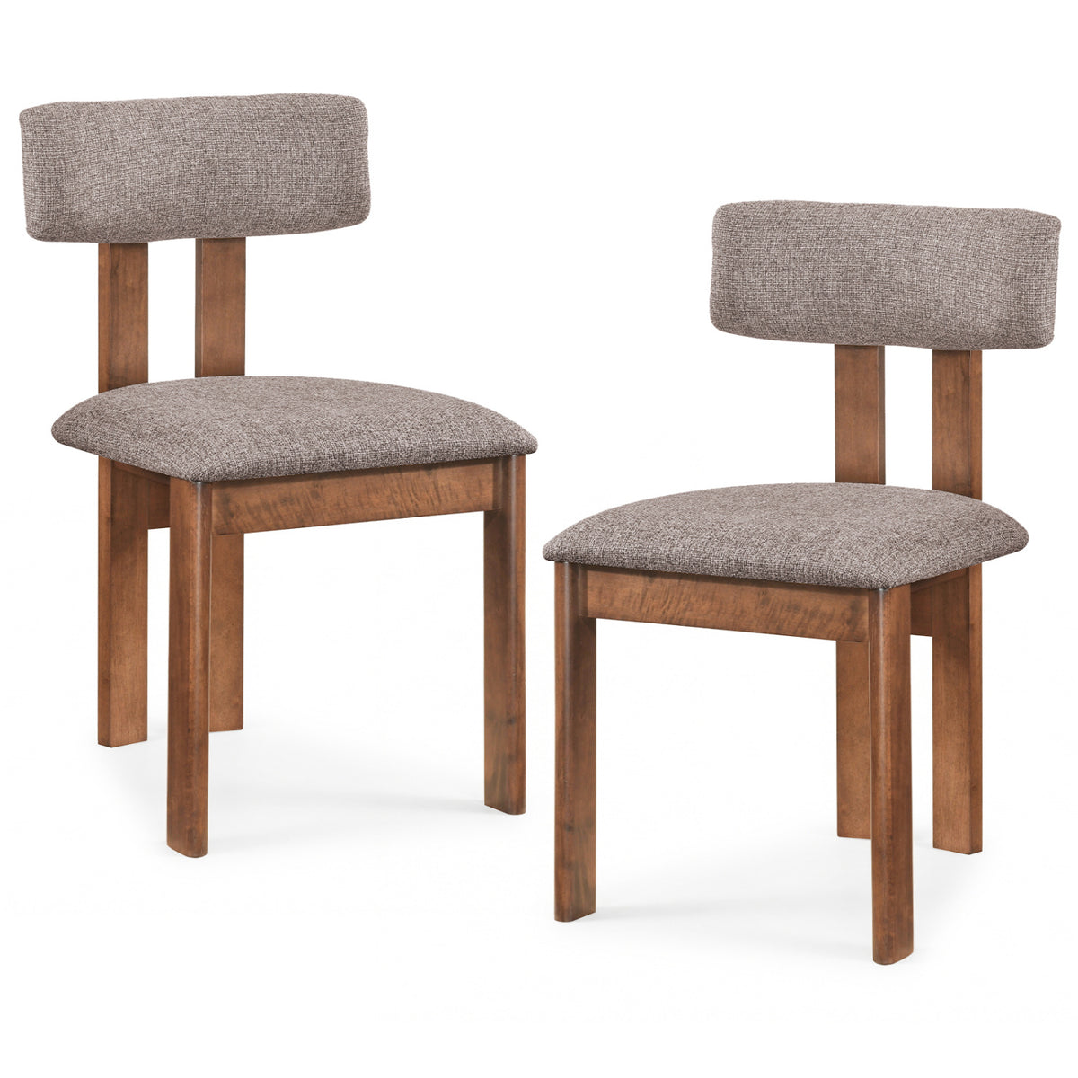 Upholstered Dining Chairs Set of 2, Walnut - Curved Backrest