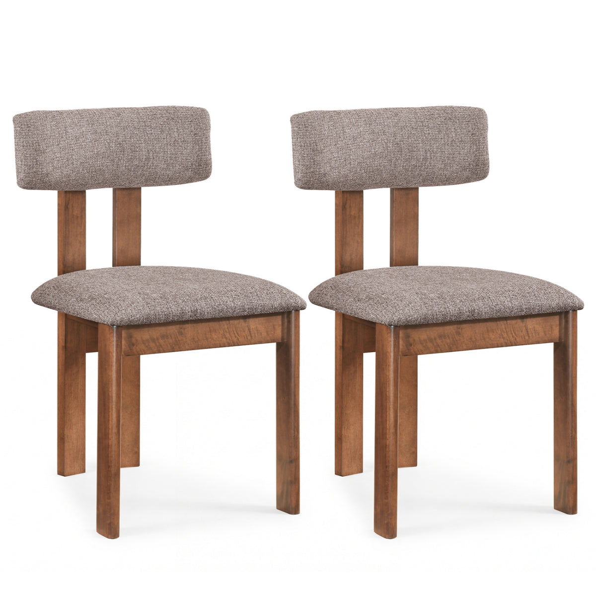 Upholstered Dining Chairs Set of 2, Walnut with Curved Backrest