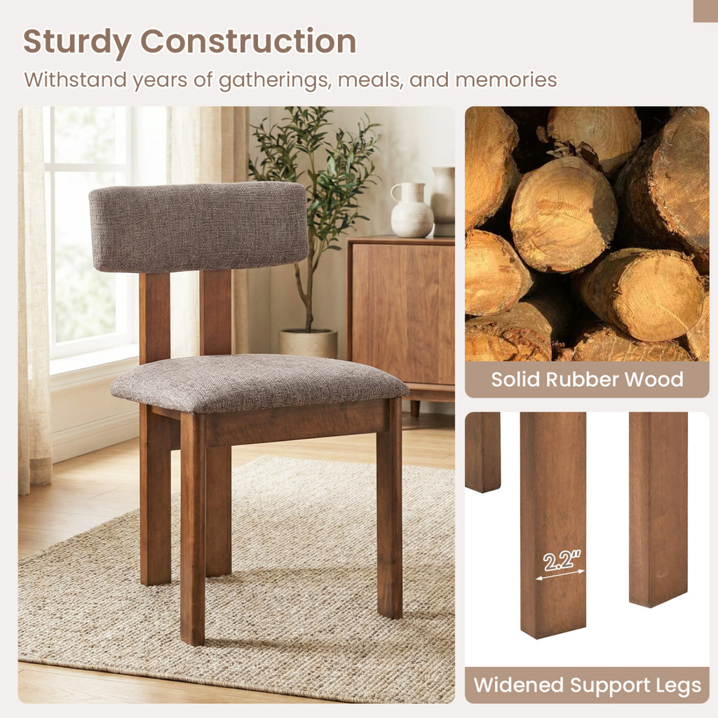 Upholstered Dining Chairs Set of 2, Walnut - Curved Backrest