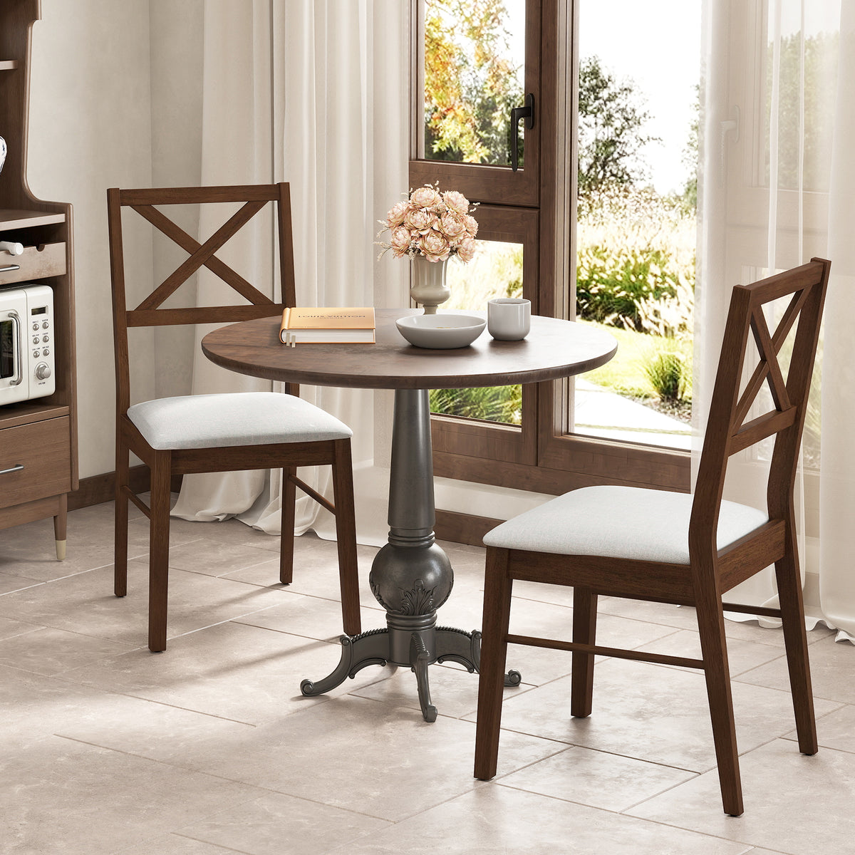 Upholstered Dining Chairs Set of 2 - Brown