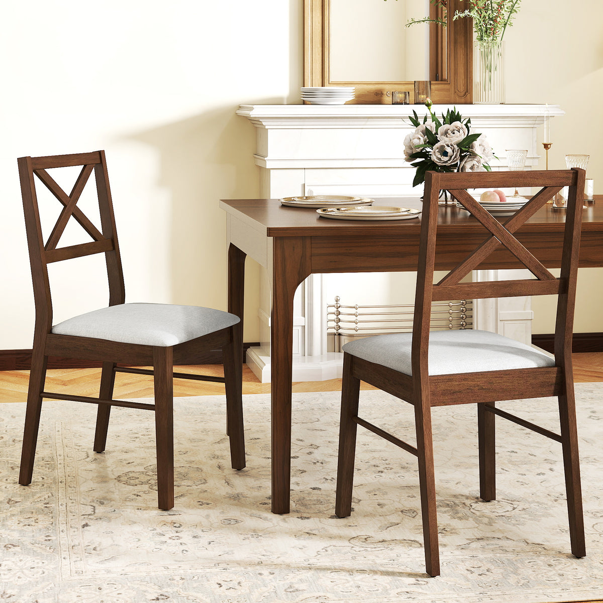 Upholstered Dining Chairs Set of 2 - Brown