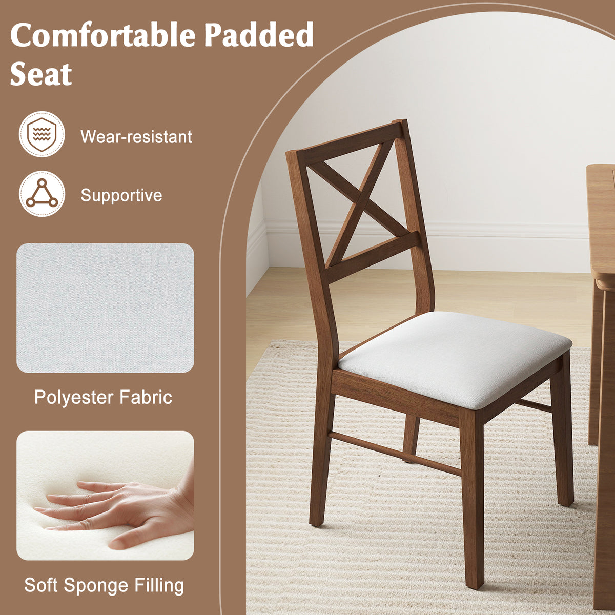 Upholstered Dining Chairs Set of 2 - Brown