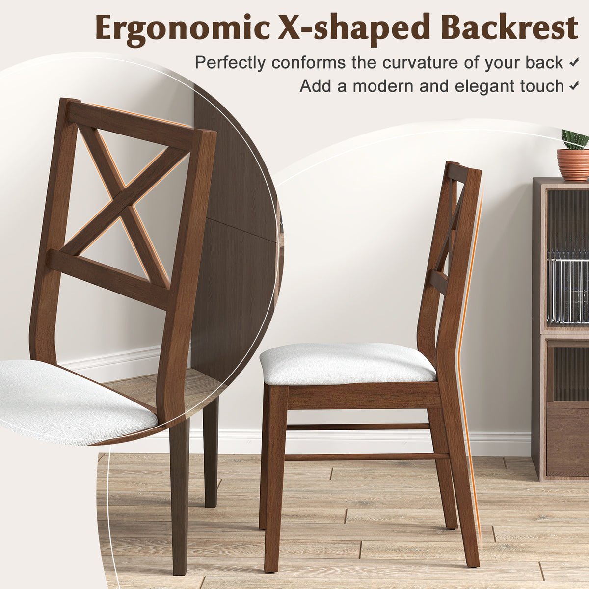 Upholstered Dining Chairs Set of 2 - Brown