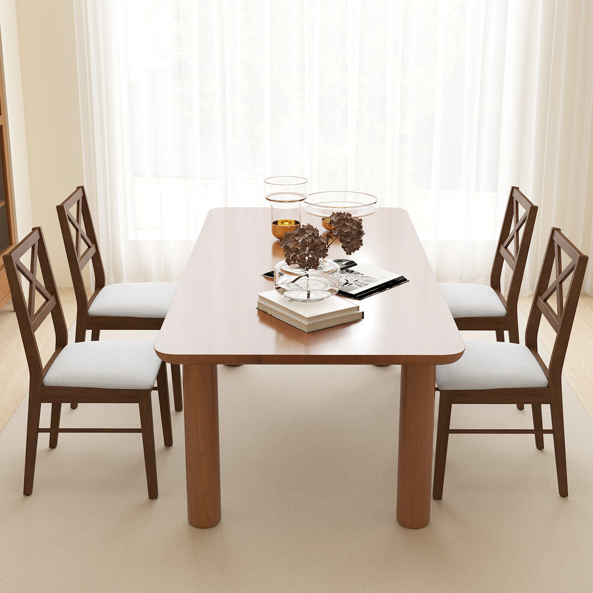 Upholstered Dining Chairs Set of 2 - Brown