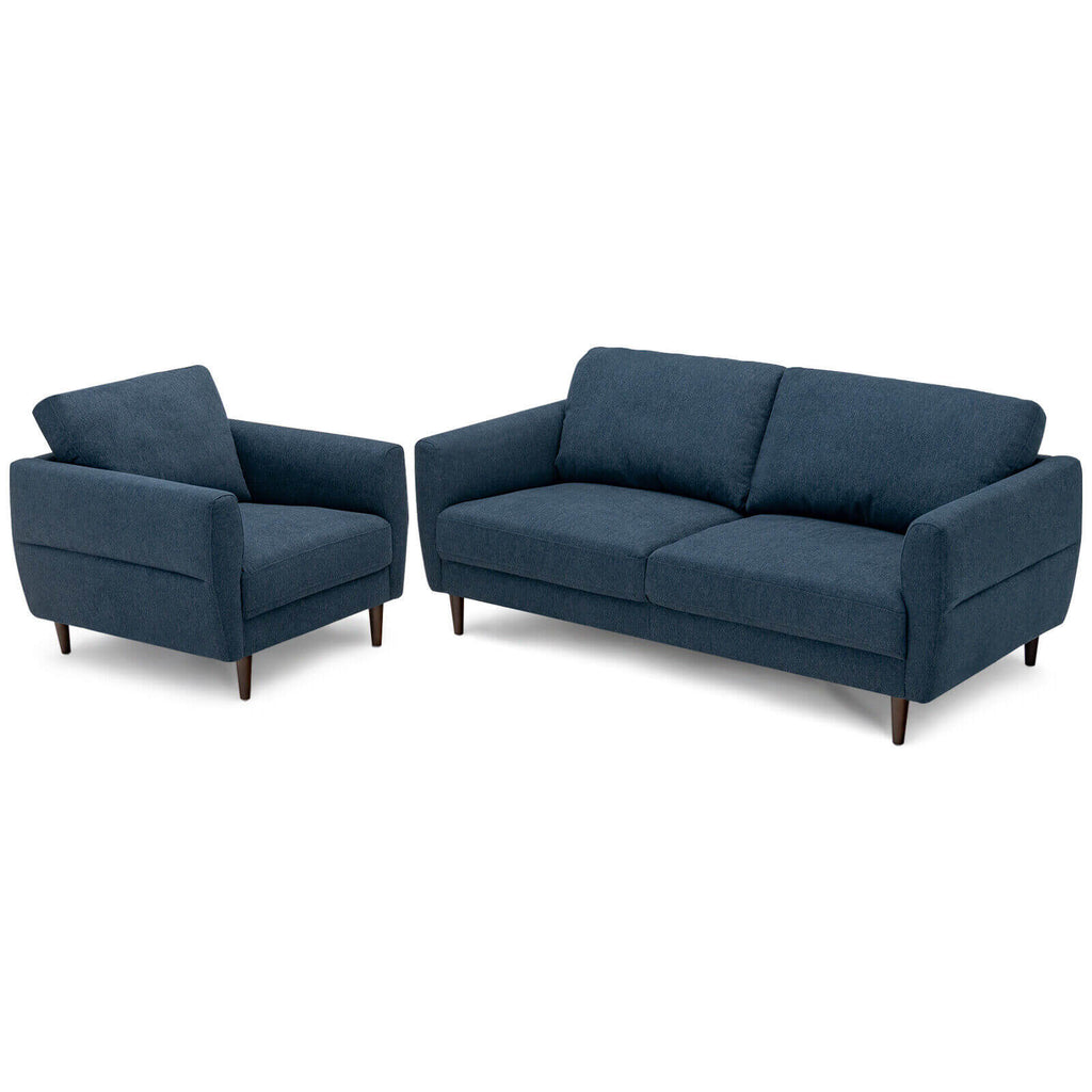 Modern Upholstered Sofa Set with Removable Cushion Covers - Navy