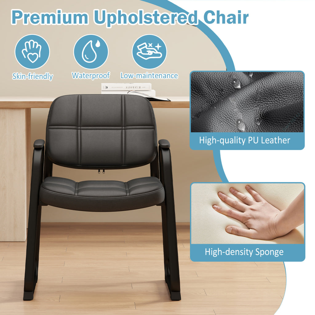 Upholstered Waiting Room Chair with Armrest, Set of 2 – Black