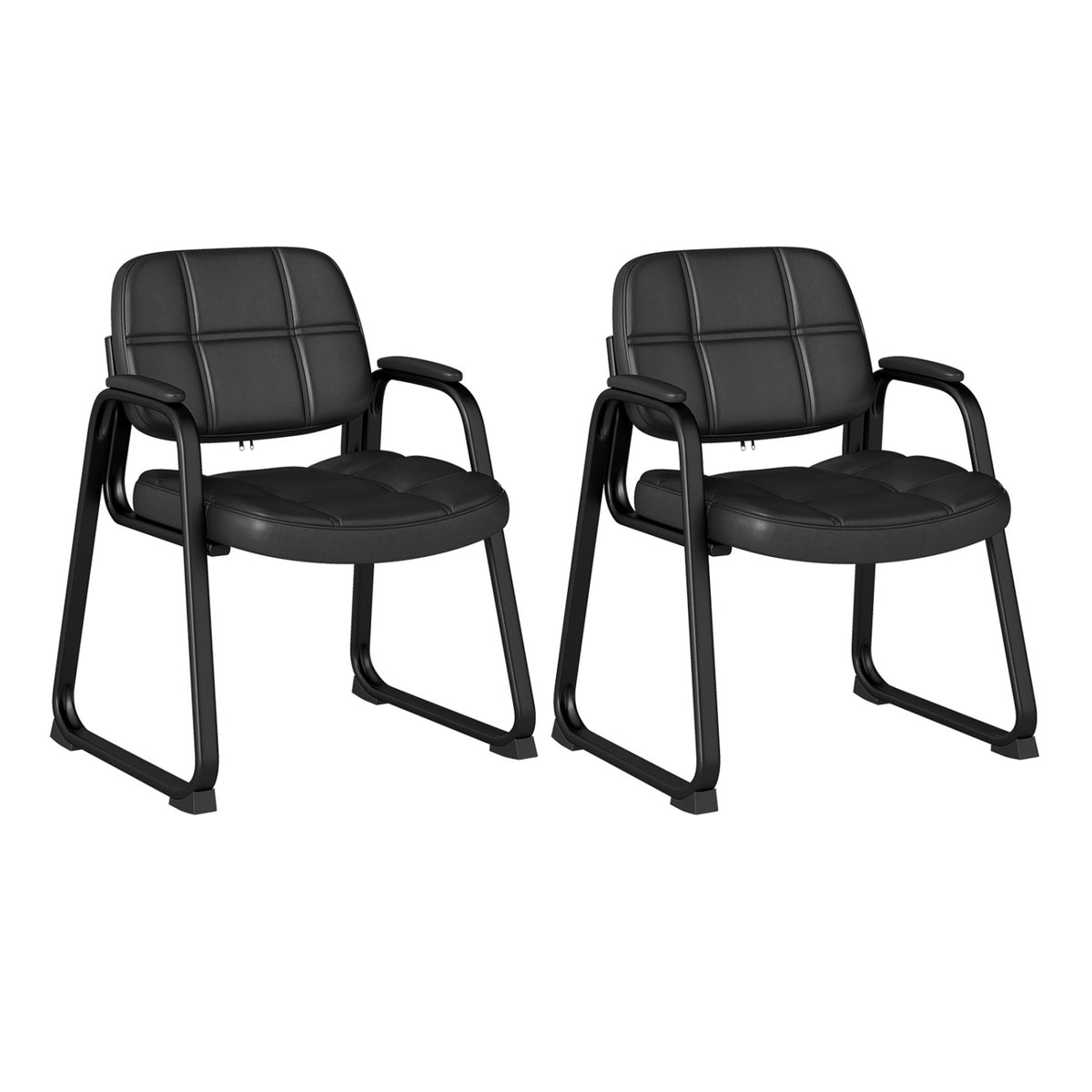 Upholstered Waiting Room Chair with Armrest, Set of 2 – Black