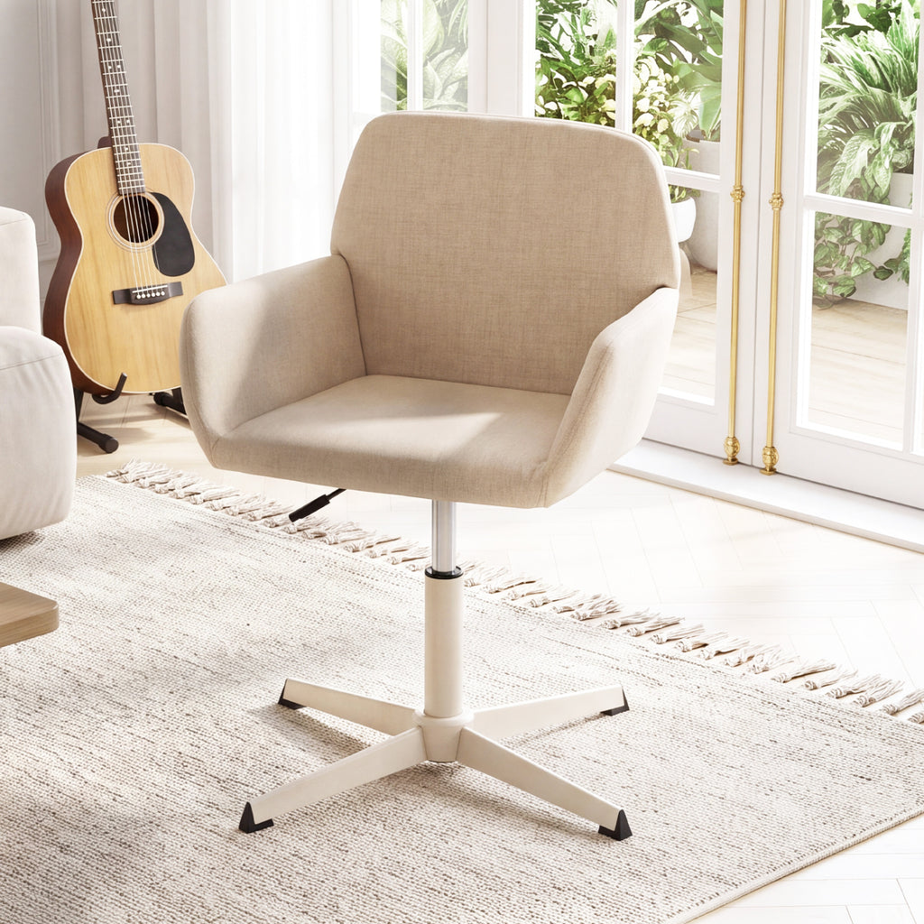 Vanity Chair with Back 360° Swivel Armchair w/ Adjustable Height for