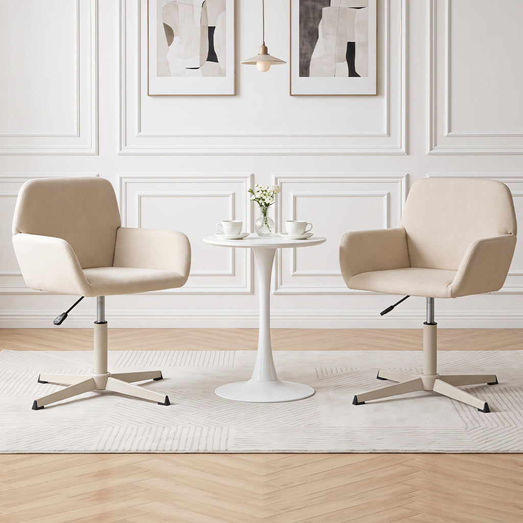 Vanity Chair with Back 360° Swivel Armchair w/ Adjustable Height for