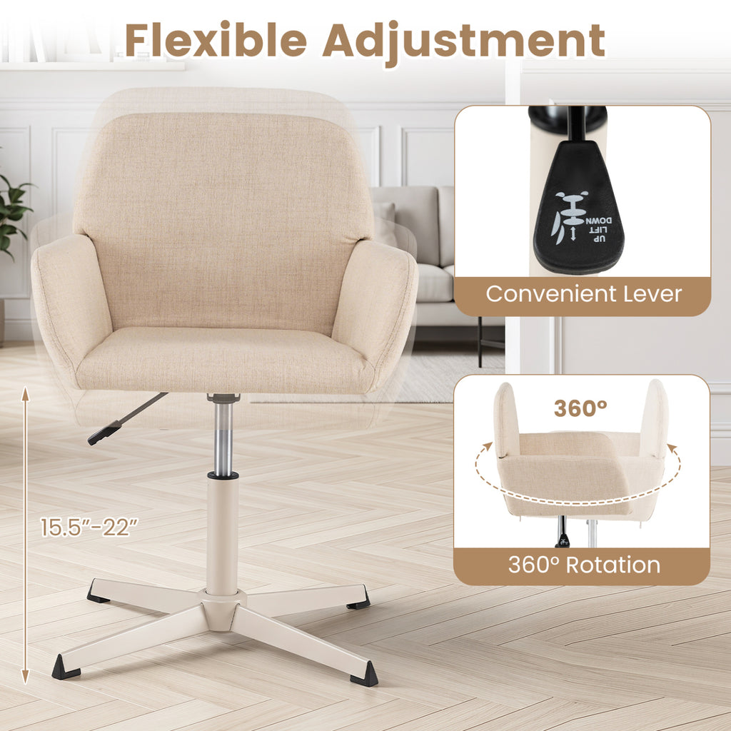 Vanity Chair with Back 360° Swivel Armchair w/ Adjustable Height for