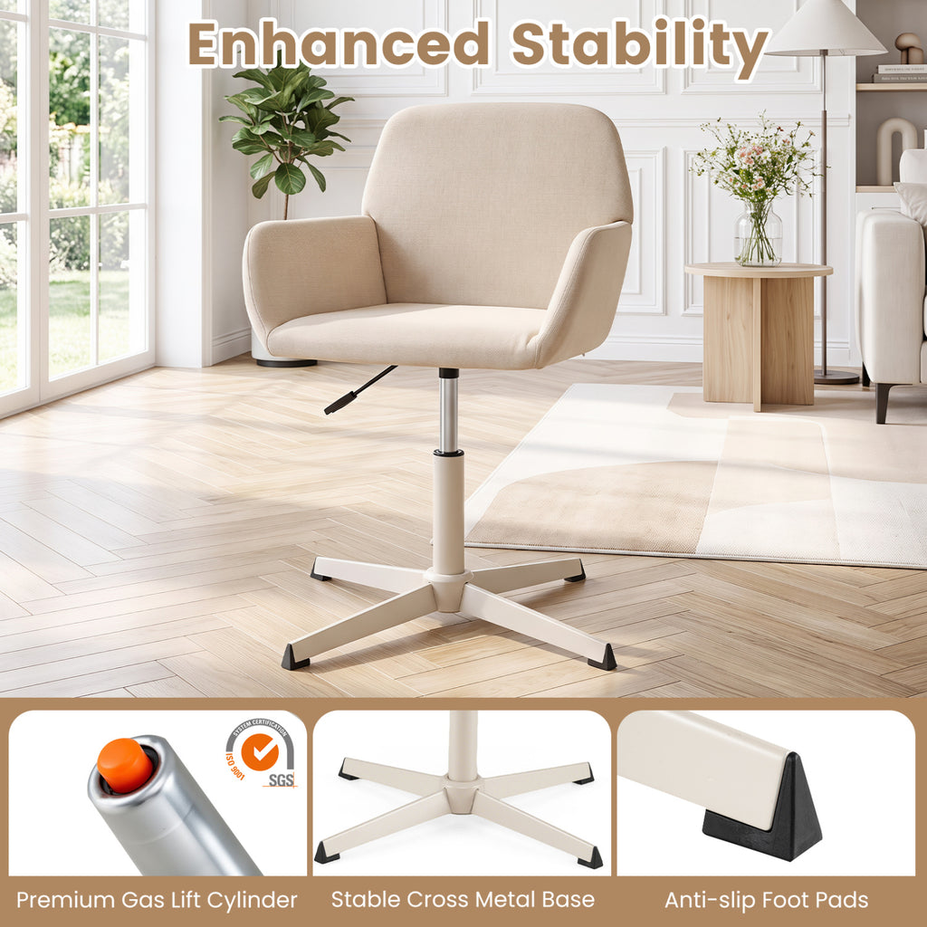 Vanity Chair with Back 360° Swivel Armchair w/ Adjustable Height for