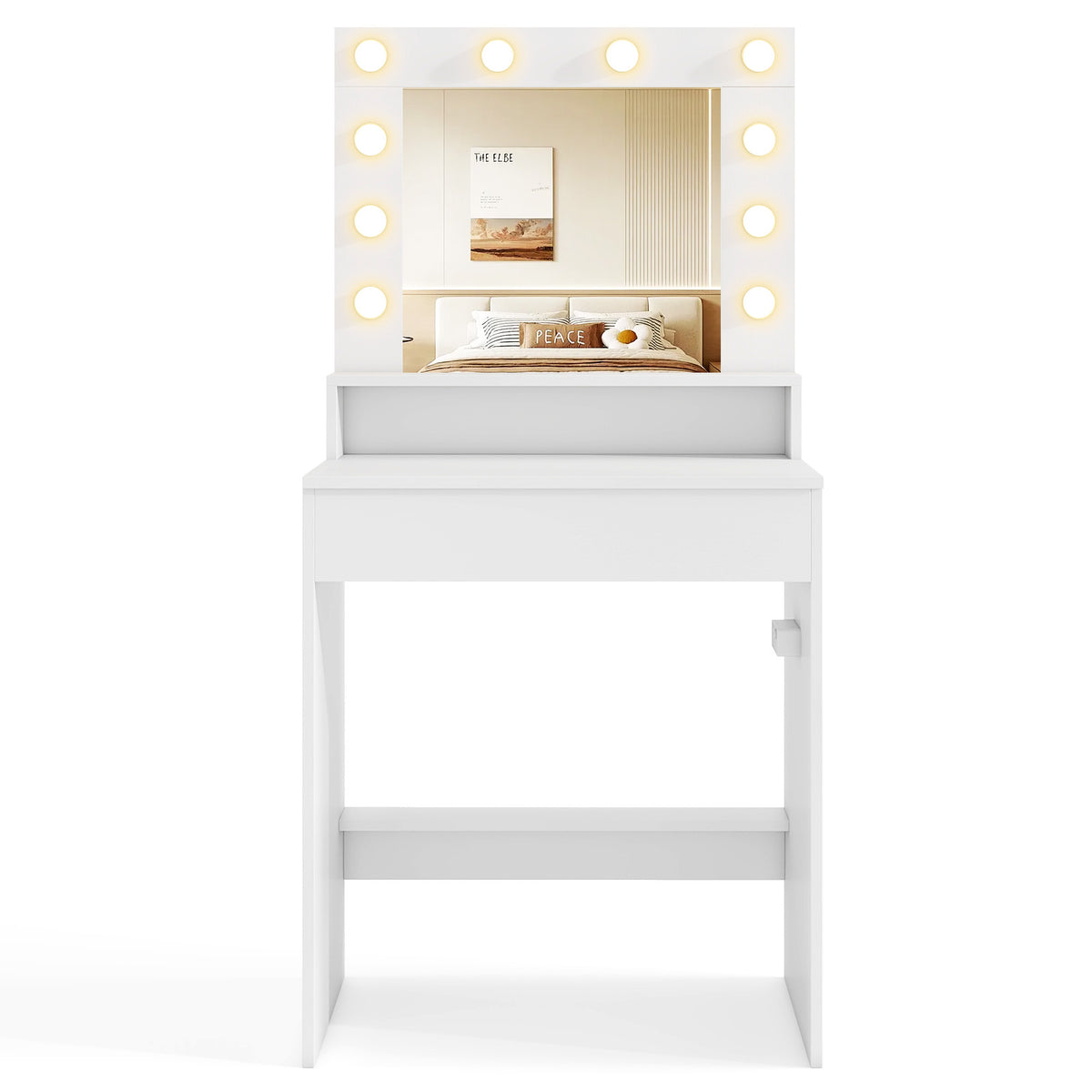 Lighted Vanity Desk with 3 Modes & Adjustable Brightness - White