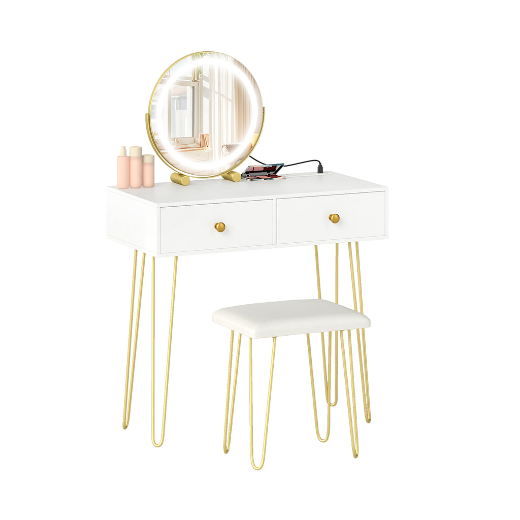 42-Inch Vanity Desk with Shelf and Drawers, Natural