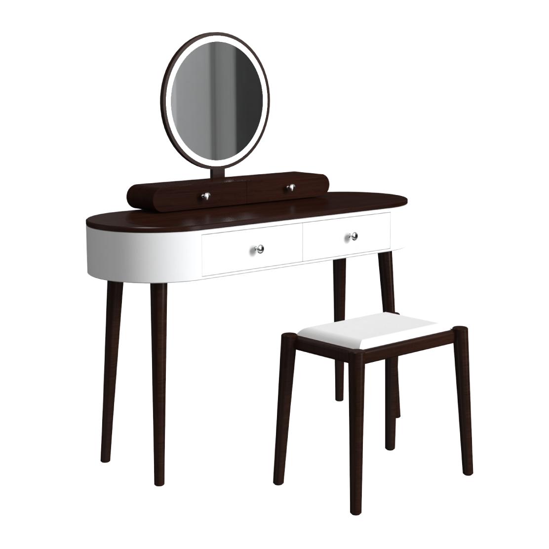 Makeup Vanity Table with LED Mirror and 4 Drawers - Brown