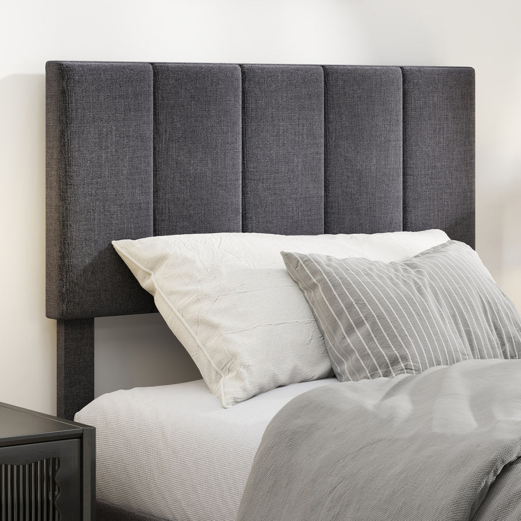 Velvet Upholstered Platform Bed with Adjustable Headboard – Twin