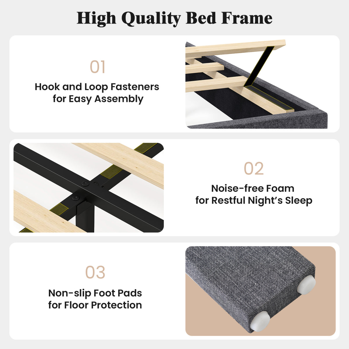 Velvet Upholstered Platform Bed with Adjustable Headboard – Twin
