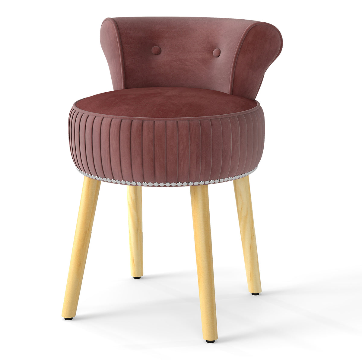 Velvet Vanity Chair with Tufted Back – White