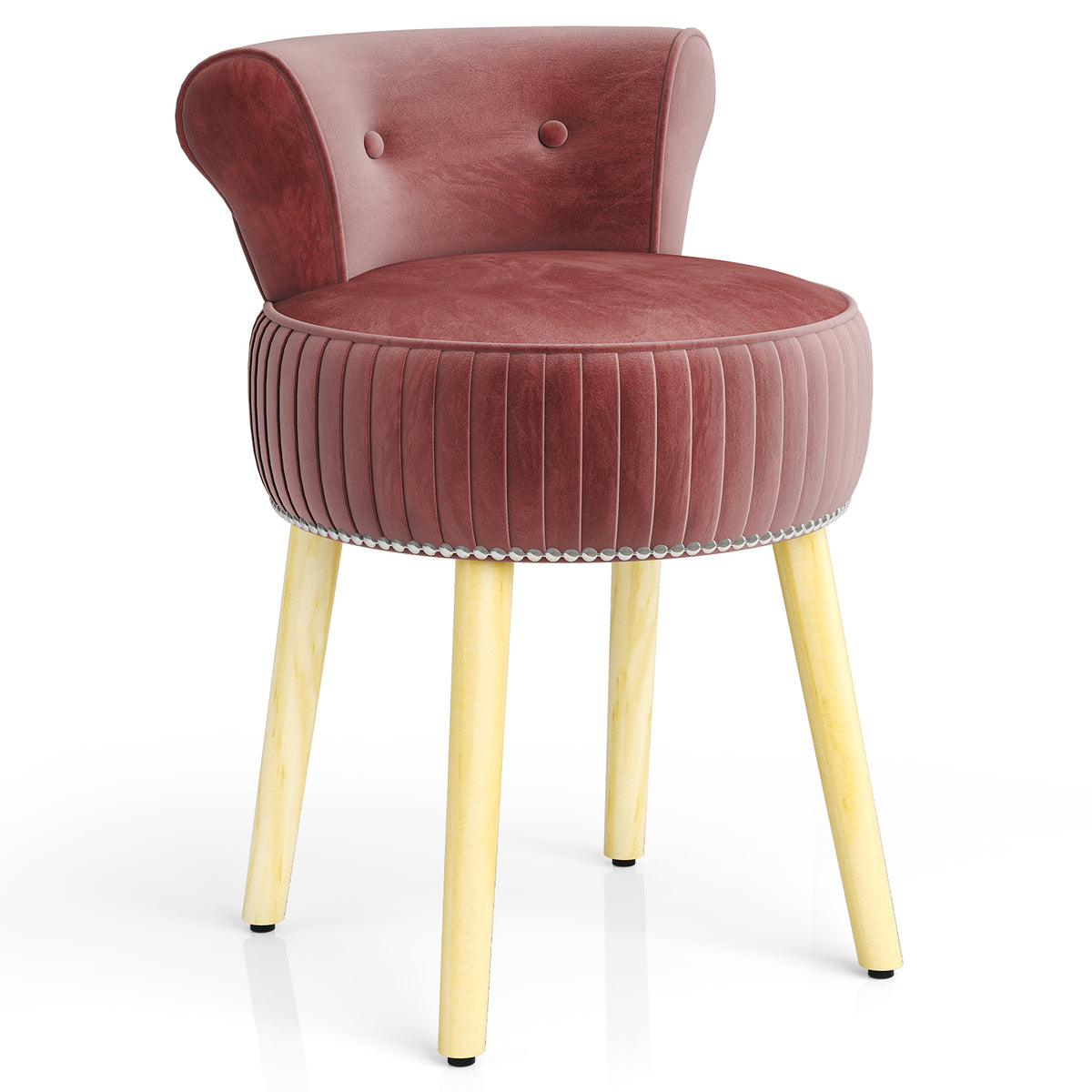 Velvet Vanity Chair with Tufted Back - Pink