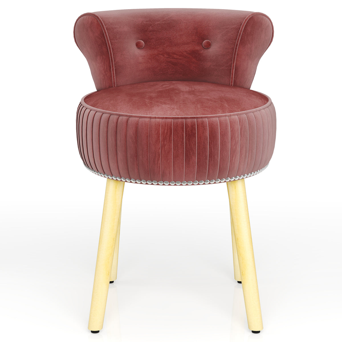 Velvet Vanity Chair with Tufted Back - Pink