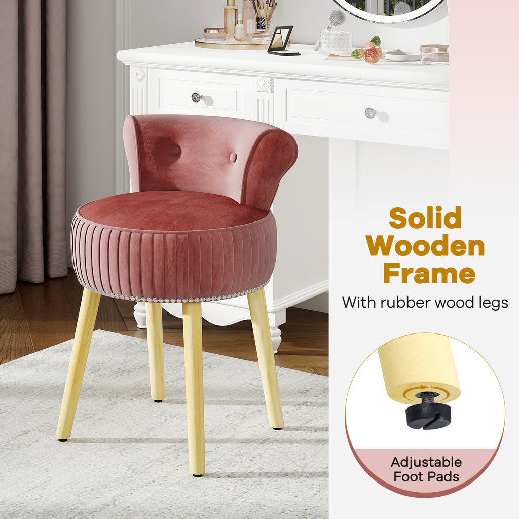 Velvet Vanity Chair with Tufted Back - Pink