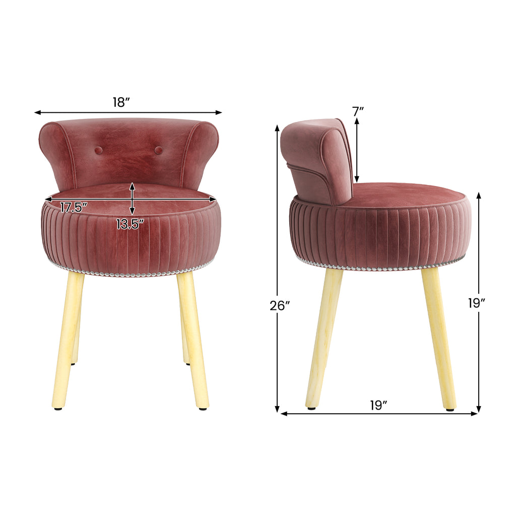 Velvet Vanity Chair with Tufted Back - Pink