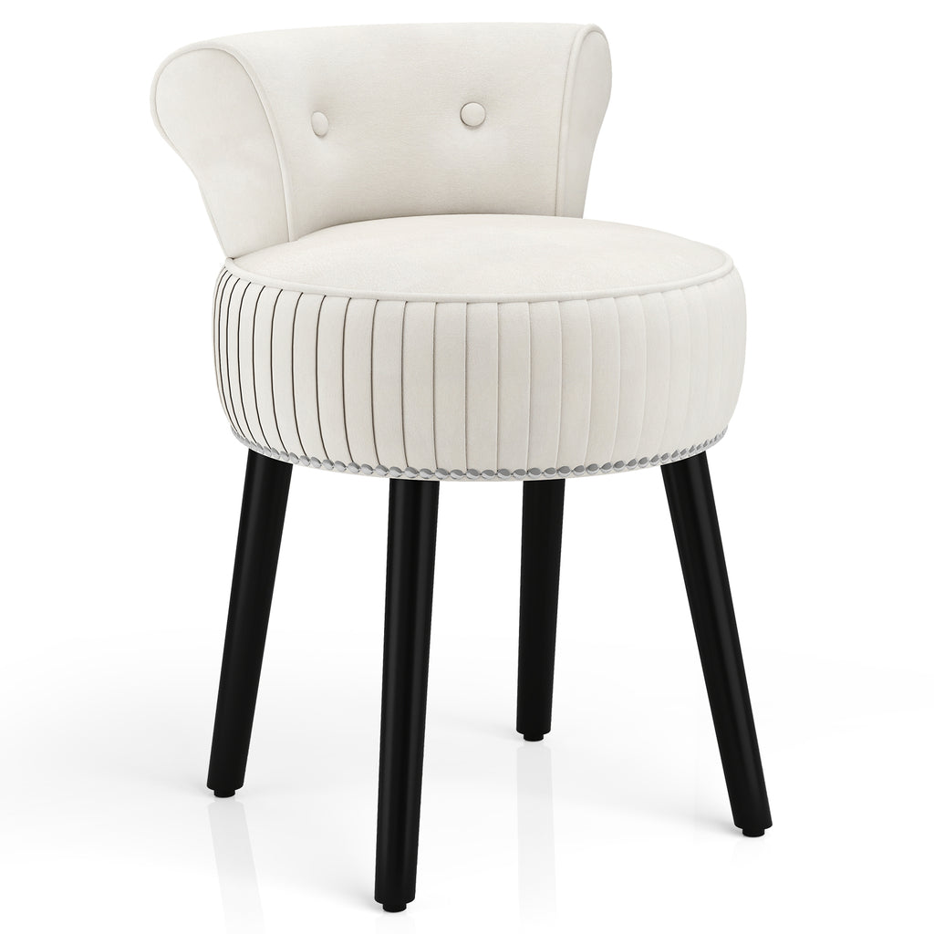 Velvet Vanity Chair with Tufted Back – White