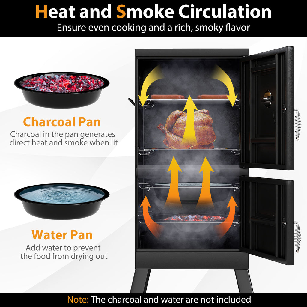 Vertical 2-Tier Outdoor Barbeque Grill with Temperature Gauge