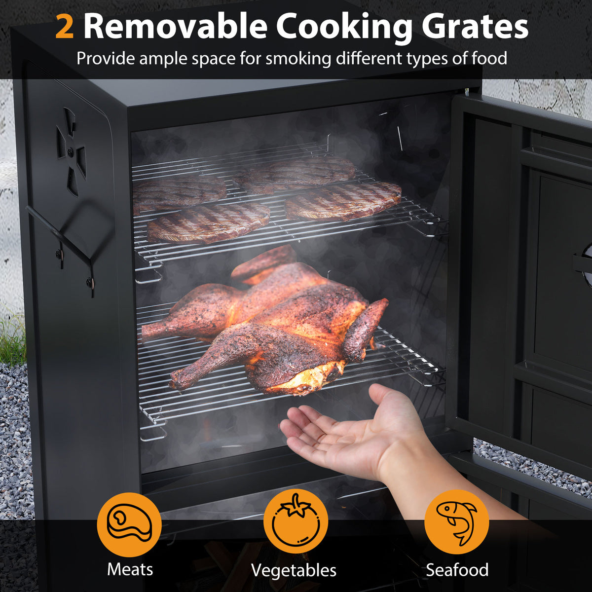Vertical 2-Tier Outdoor Barbeque Grill with Temperature Gauge