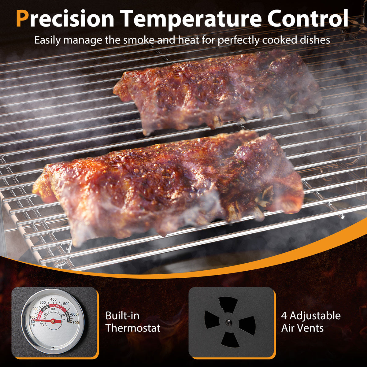 Vertical 2-Tier Outdoor Barbeque Grill with Temperature Gauge