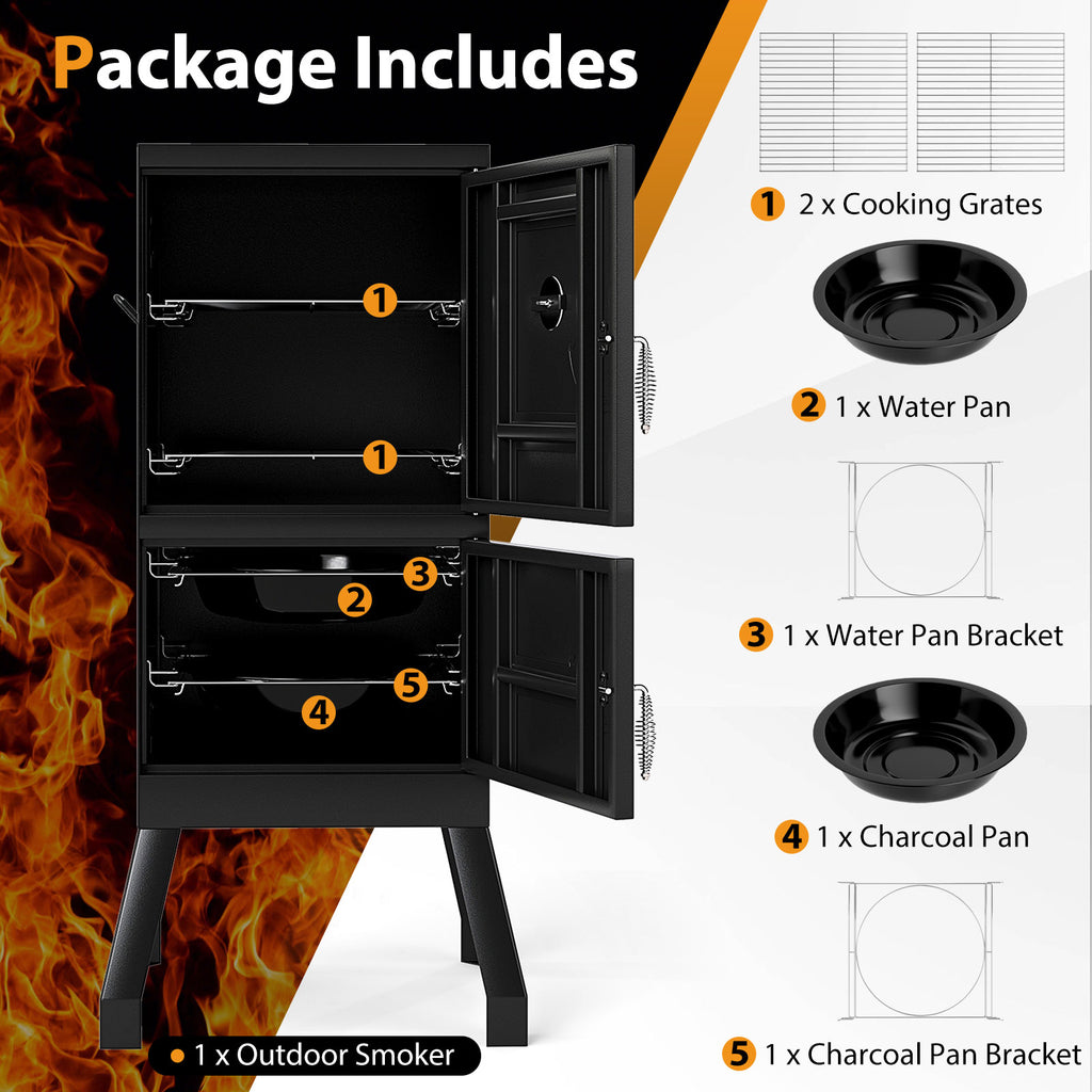 Vertical 2-Tier Outdoor Barbeque Grill with Temperature Gauge