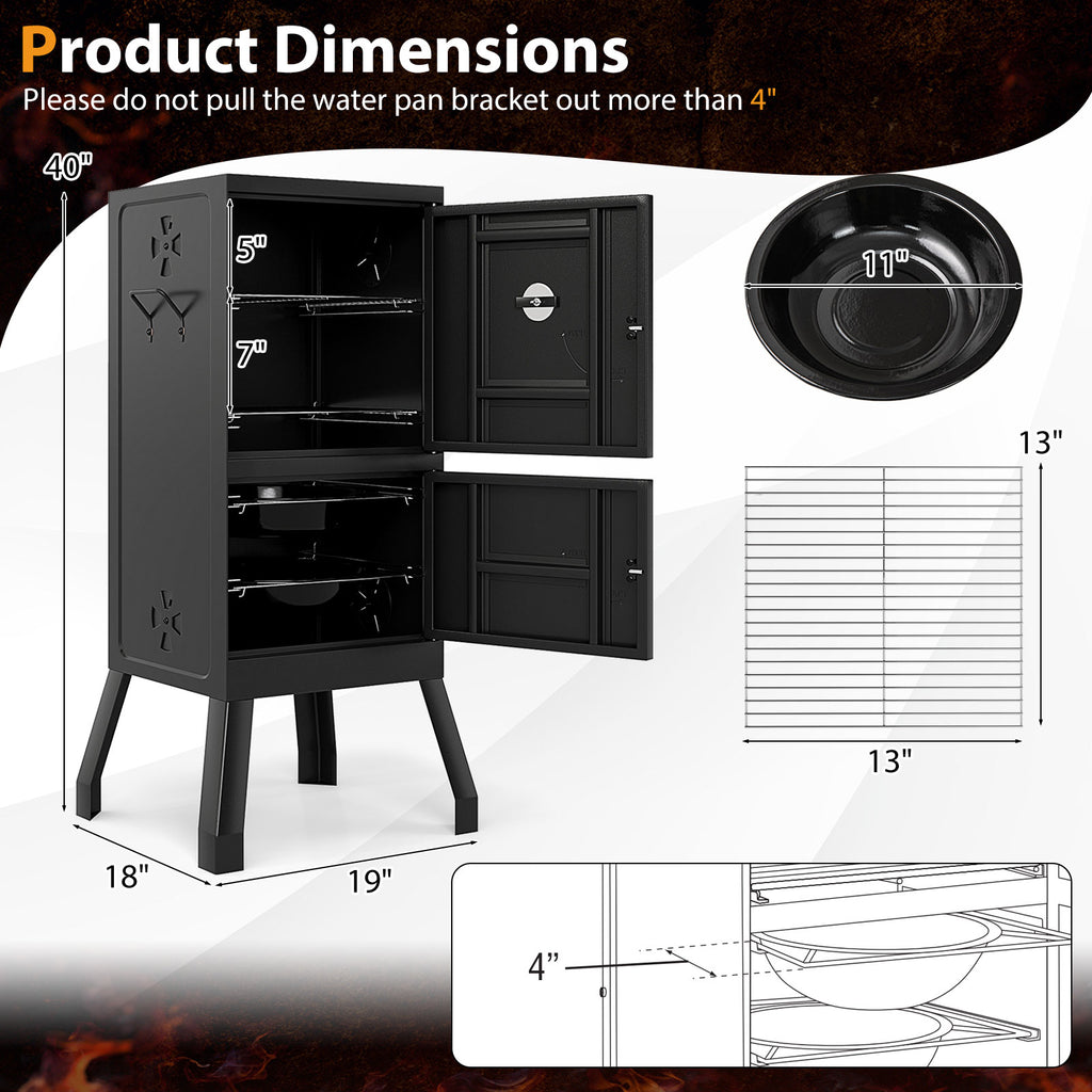 Vertical 2-Tier Outdoor Barbeque Grill with Temperature Gauge