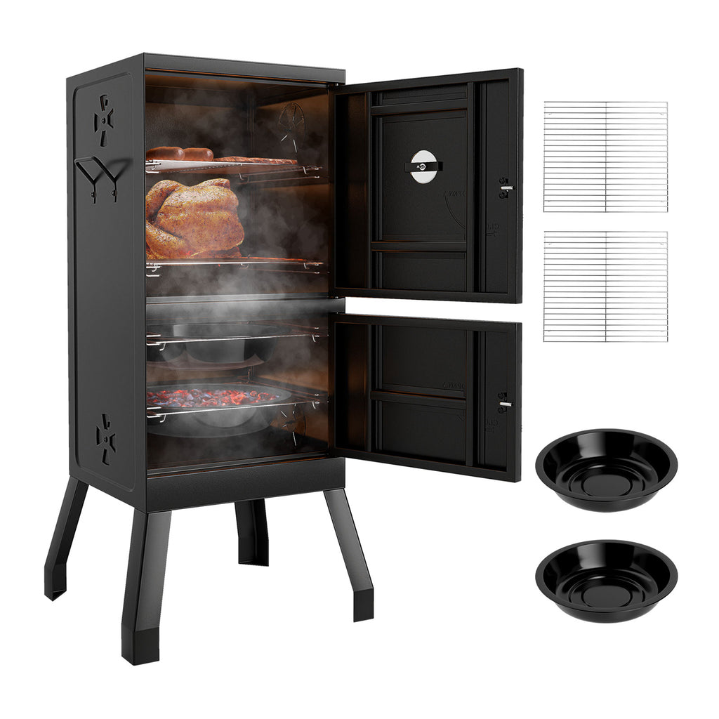 Vertical 2-Tier Outdoor Barbeque Grill with Temperature Gauge