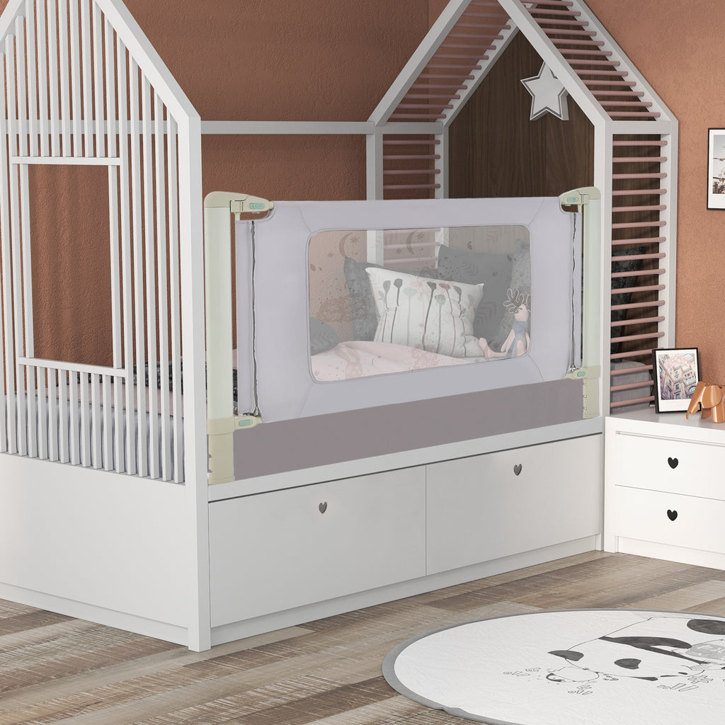 Vertical Toddler Bed Rail Guard 59 Inch with Double Lock and Adjustable Heights