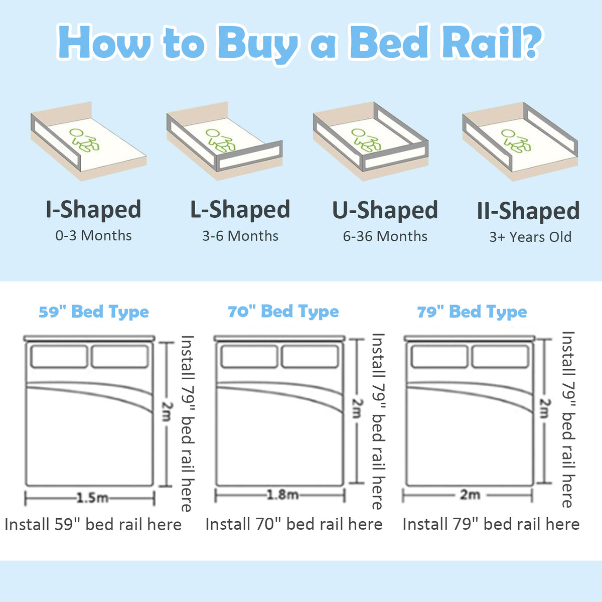 Vertical Toddler Bed Rail Guard 59 Inch with Double Lock and Adjustable Heights