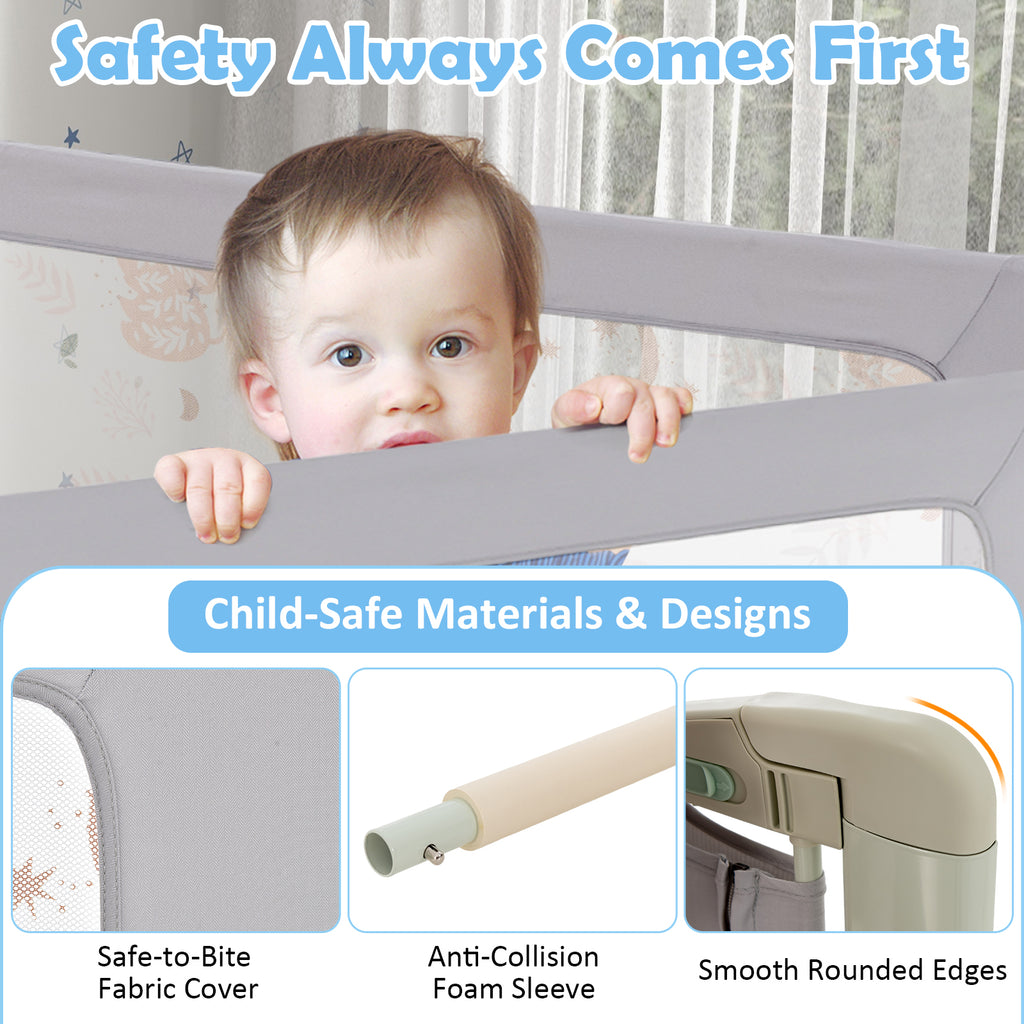 Vertical Toddler Bed Rail Guard 59 Inch with Double Lock and Adjustable Heights