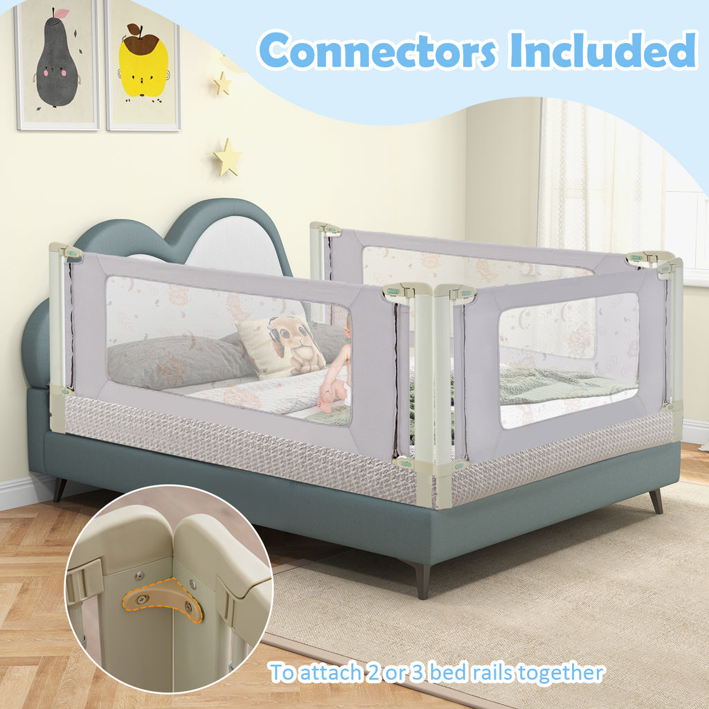 Vertical Toddler Bed Rail Guard 59 Inch with Double Lock and Adjustable Heights