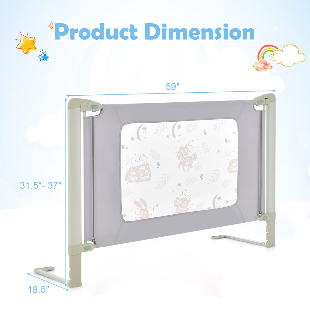 Vertical Toddler Bed Rail Guard 59 Inch with Double Lock and Adjustable Heights