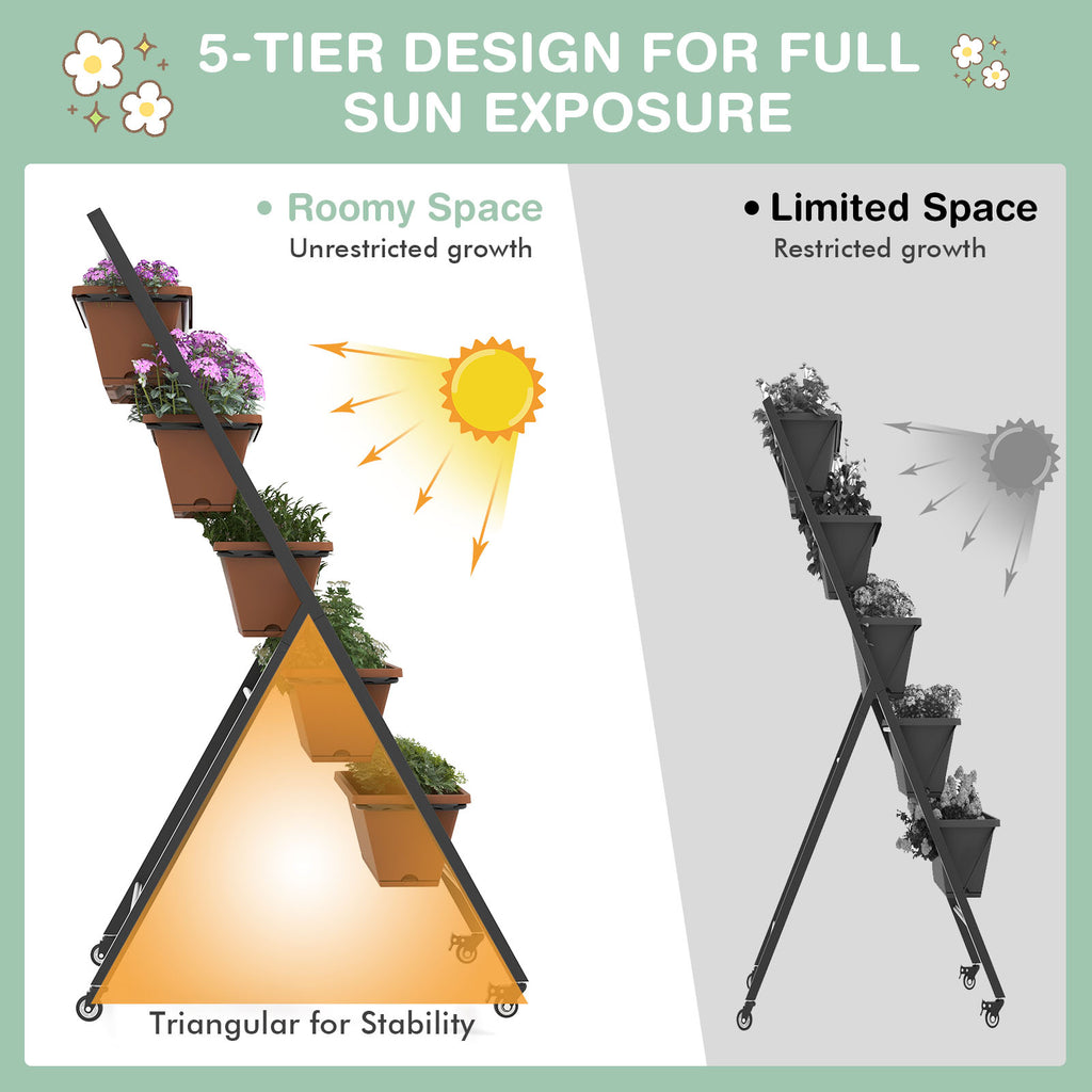 5-Tier Raised Garden Bed with Wheels and Container Boxes
