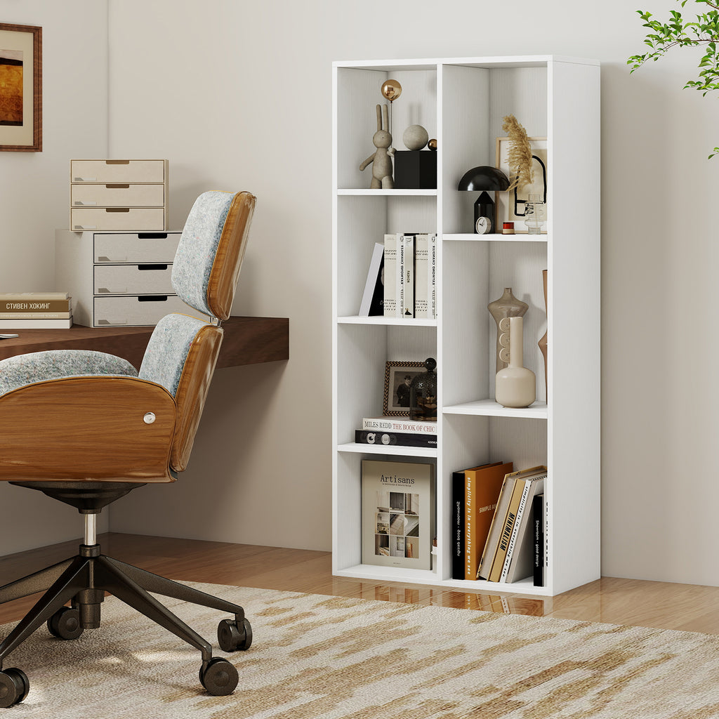 7-Compartment Freestanding Bookshelf, White