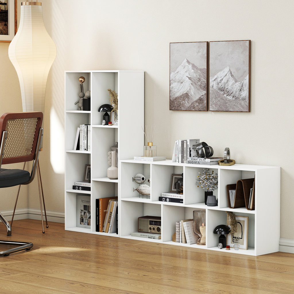 7-Compartment Freestanding Bookshelf, White