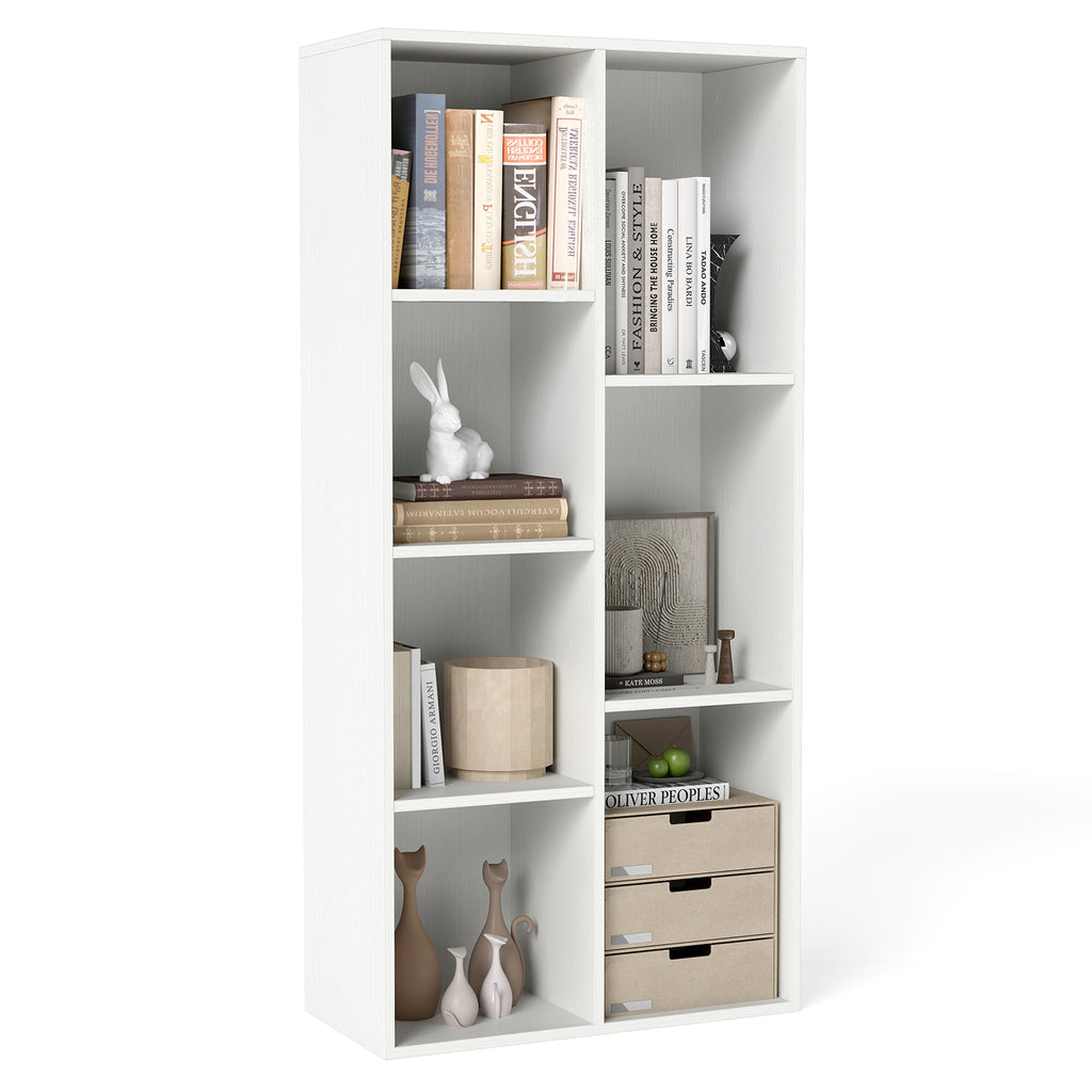 7-Compartment Freestanding Bookshelf, White