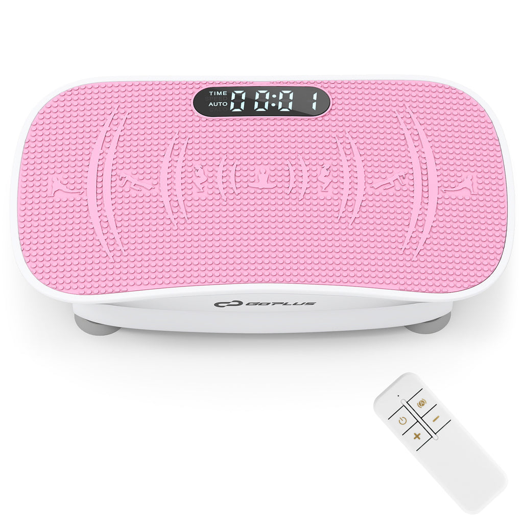 Vibration Plate Exercise Machine for Weight Loss & Lymphatic Drainage - 20 Inch White & Pink, 10 Speed Levels