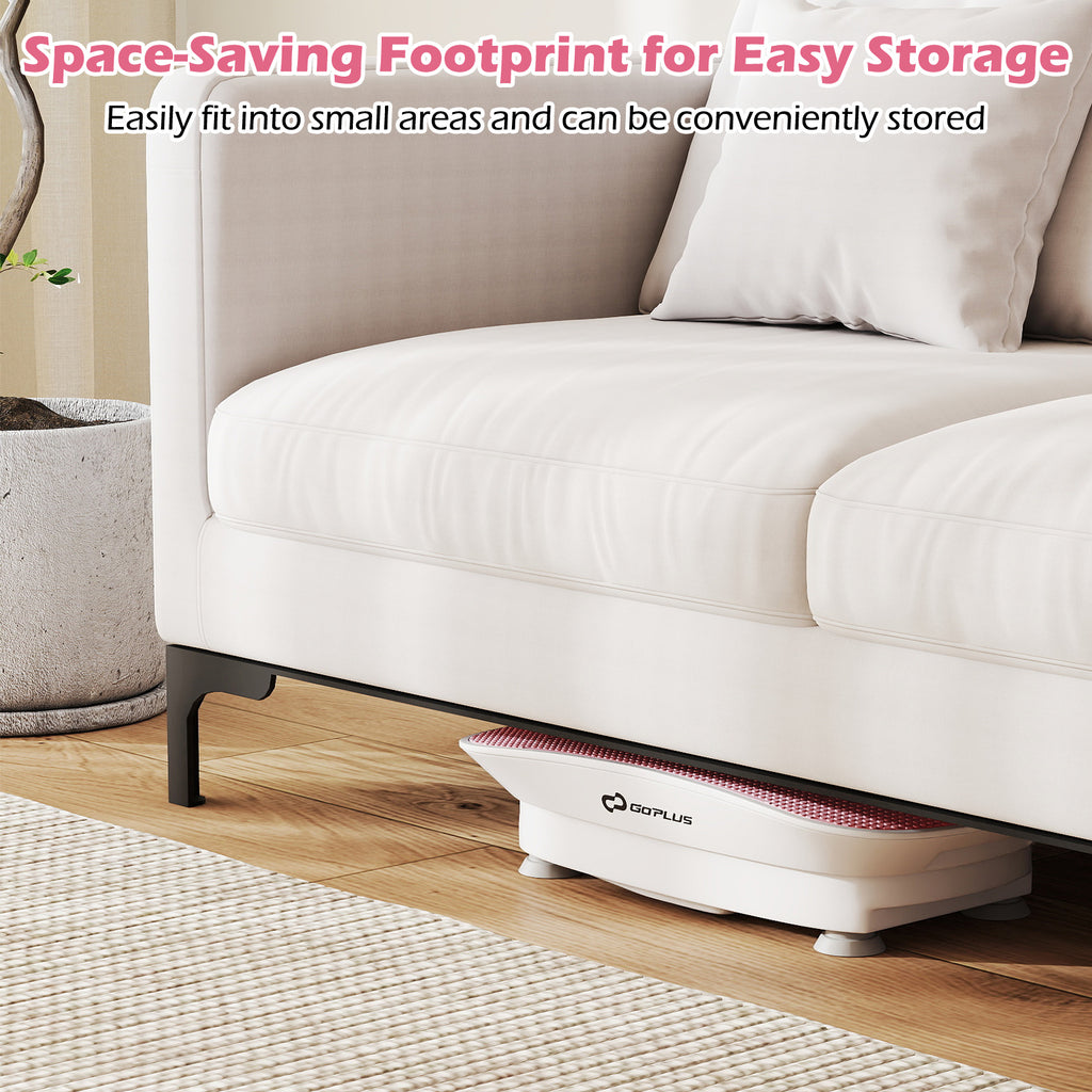 Vibration Plate Exercise Machine for Weight Loss & Lymphatic Drainage - 20 Inch White & Pink, 10 Speed Levels