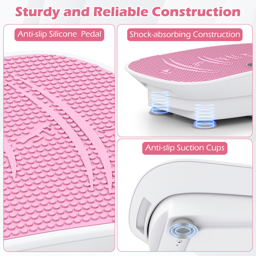 Vibration Plate Exercise Machine for Weight Loss & Lymphatic Drainage - 20 Inch White & Pink, 10 Speed Levels
