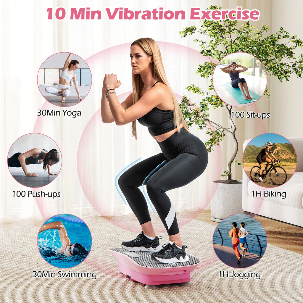 Pink 20 Inch Vibration Exercise Machine for Fat Burn & Weight Loss - 10 Speed Levels