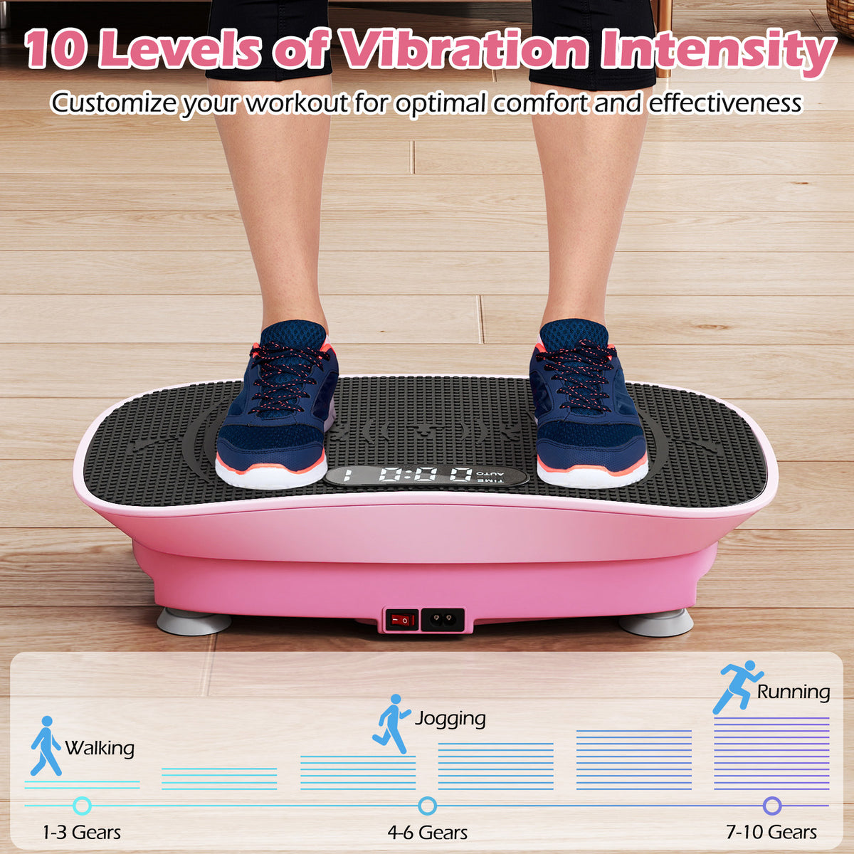 Pink 20 Inch Vibration Exercise Machine for Fat Burn & Weight Loss - 10 Speed Levels