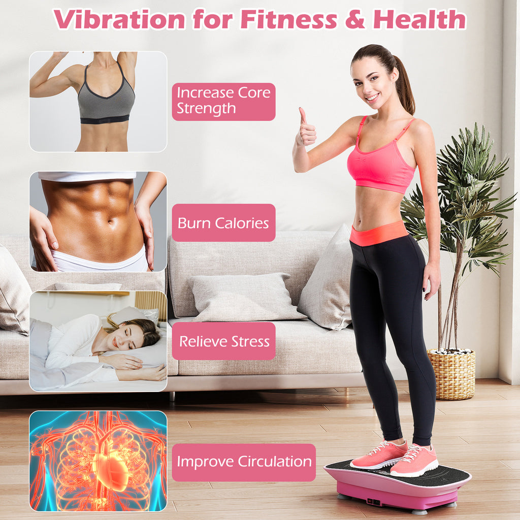 Pink 20 Inch Vibration Exercise Machine for Fat Burn & Weight Loss - 10 Speed Levels