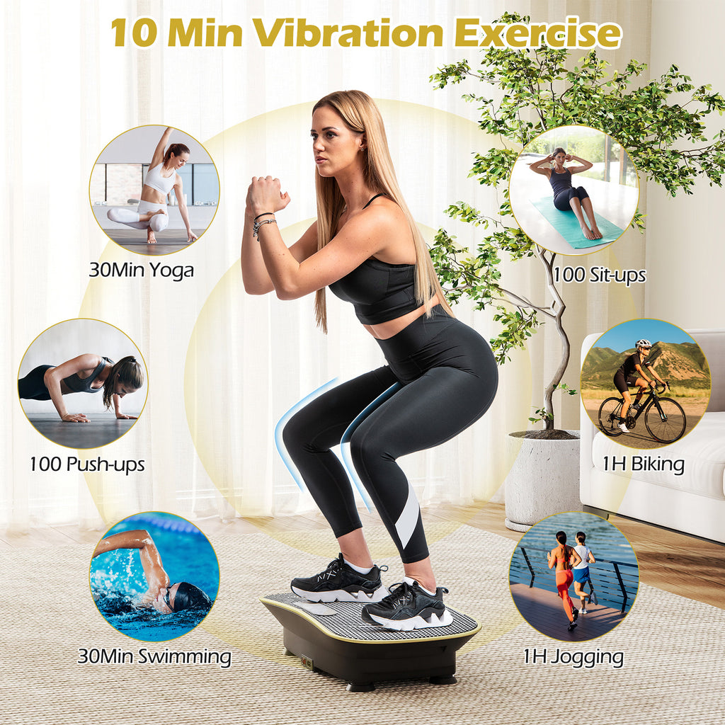 20 Inch Vibration Plate Exercise Machine for Fat Burning & Weight Loss - Black