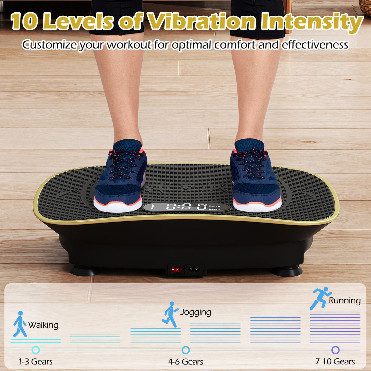 20 Inch Vibration Plate Exercise Machine for Fat Burning & Weight Loss - Black